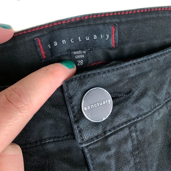 Sanctuary Black Skinny Moto Jeans  Size 28 - Picture 3 of 9